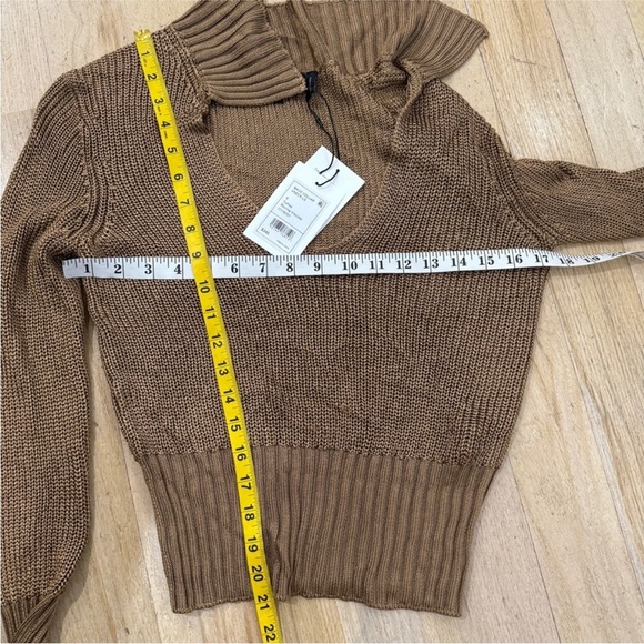 Theory brown metallic roving cropped sweater in toffee NEW - Picture 7 of 13